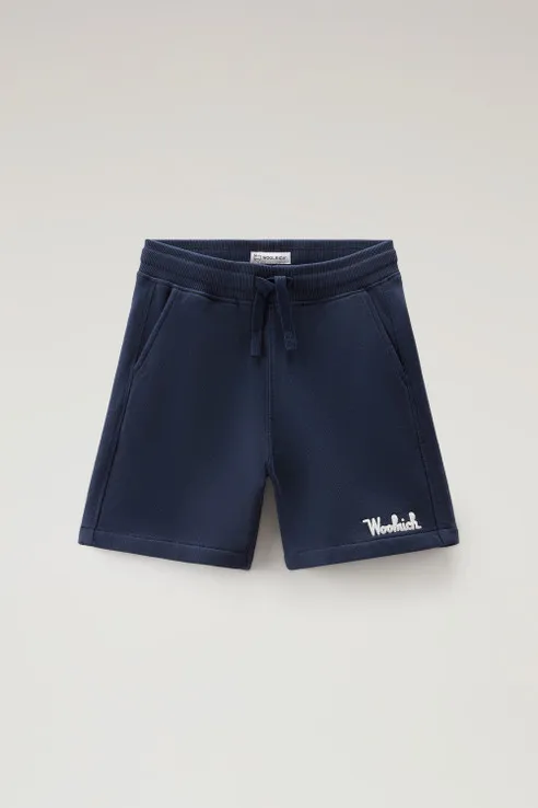 Pantaloncini da bambino in puro cotone felpato con coulisse                                                                     