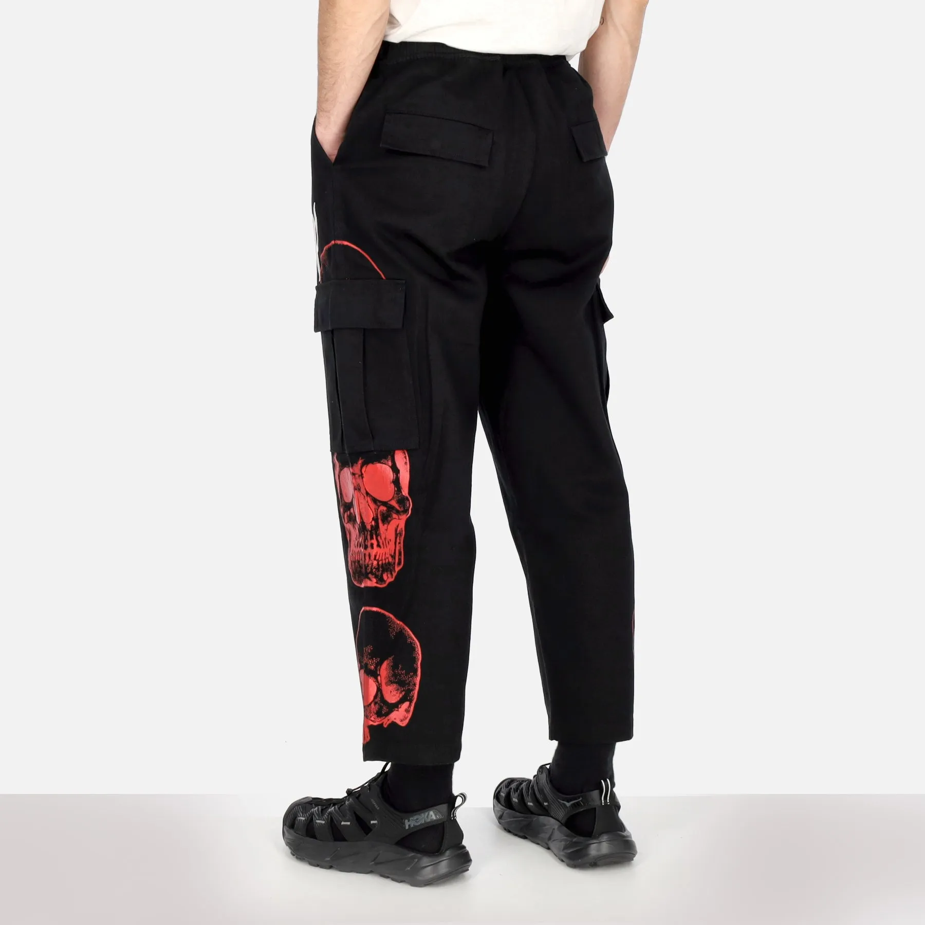 Pantalone Lungo Uomo Triple Skull Print Cargo Pants Black/red
