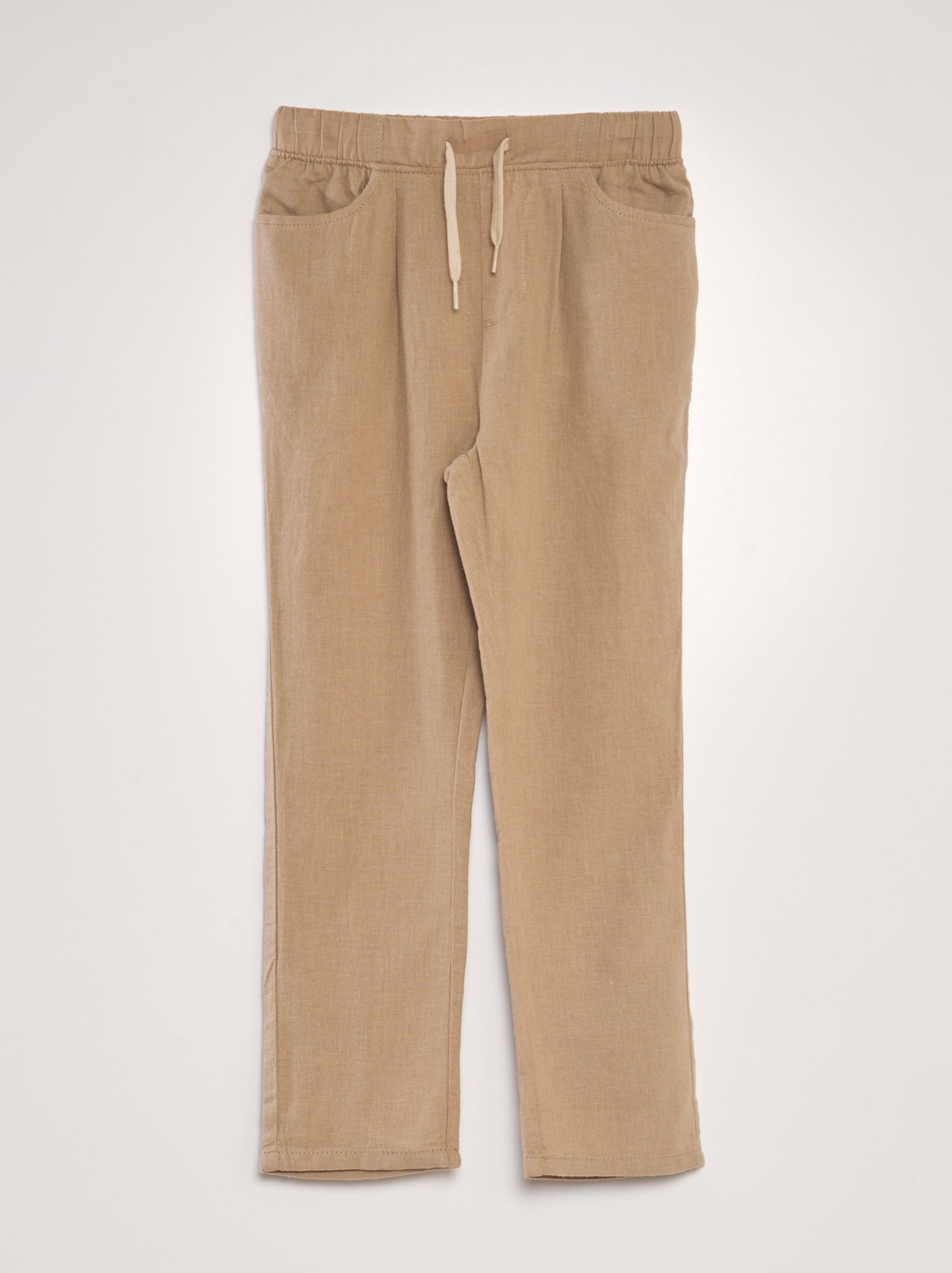 Pantaloni chino in lino - BEIGE
