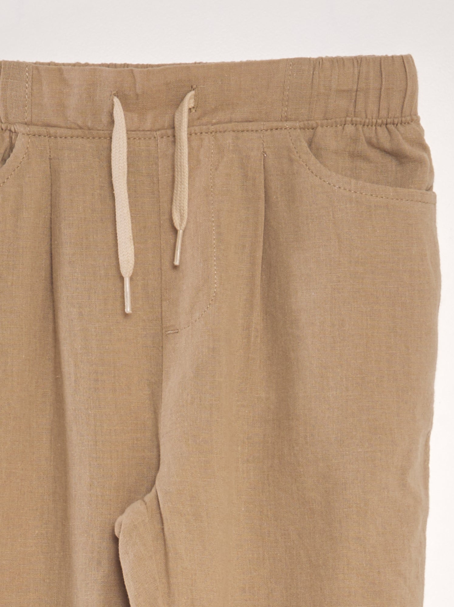 Pantaloni chino in lino - BEIGE