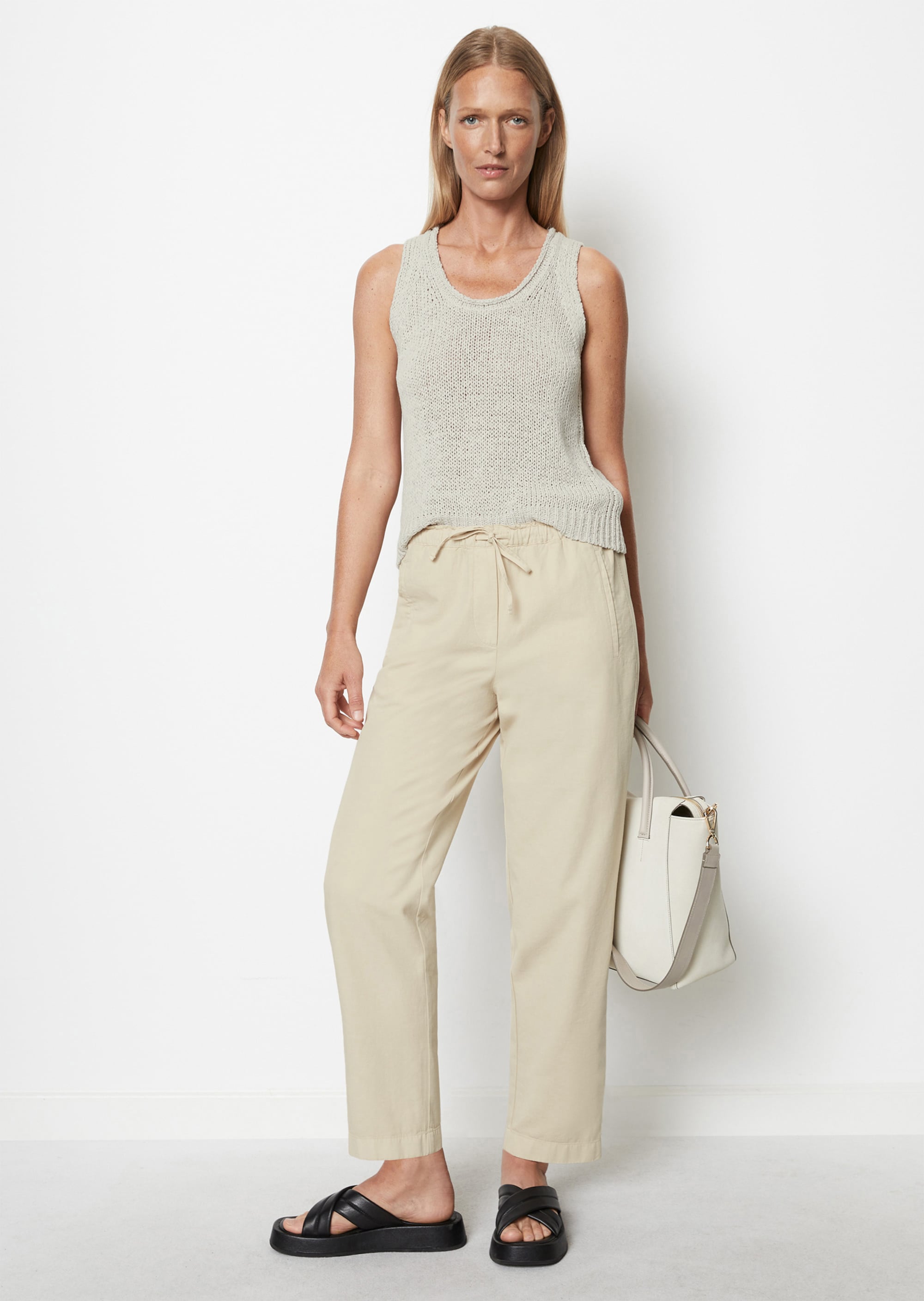 Pantaloni da jogging affusolati in misto cotone organico e lino