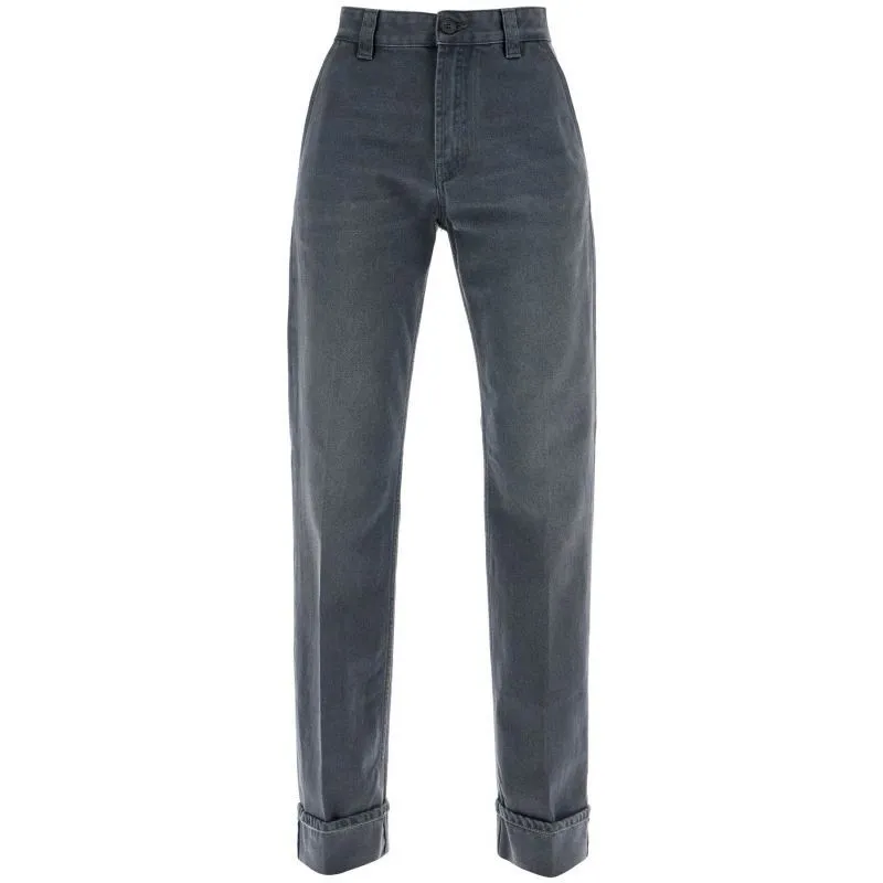 Pantaloni in drill con risvolto