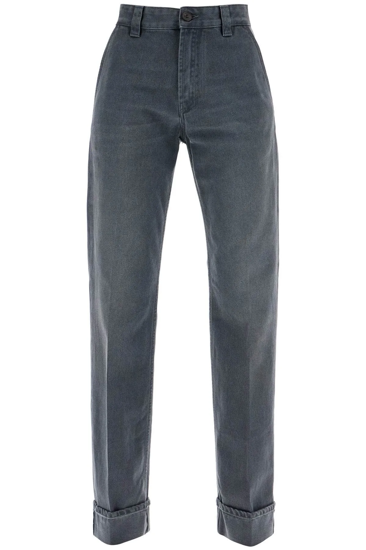 Pantaloni in drill con risvolto