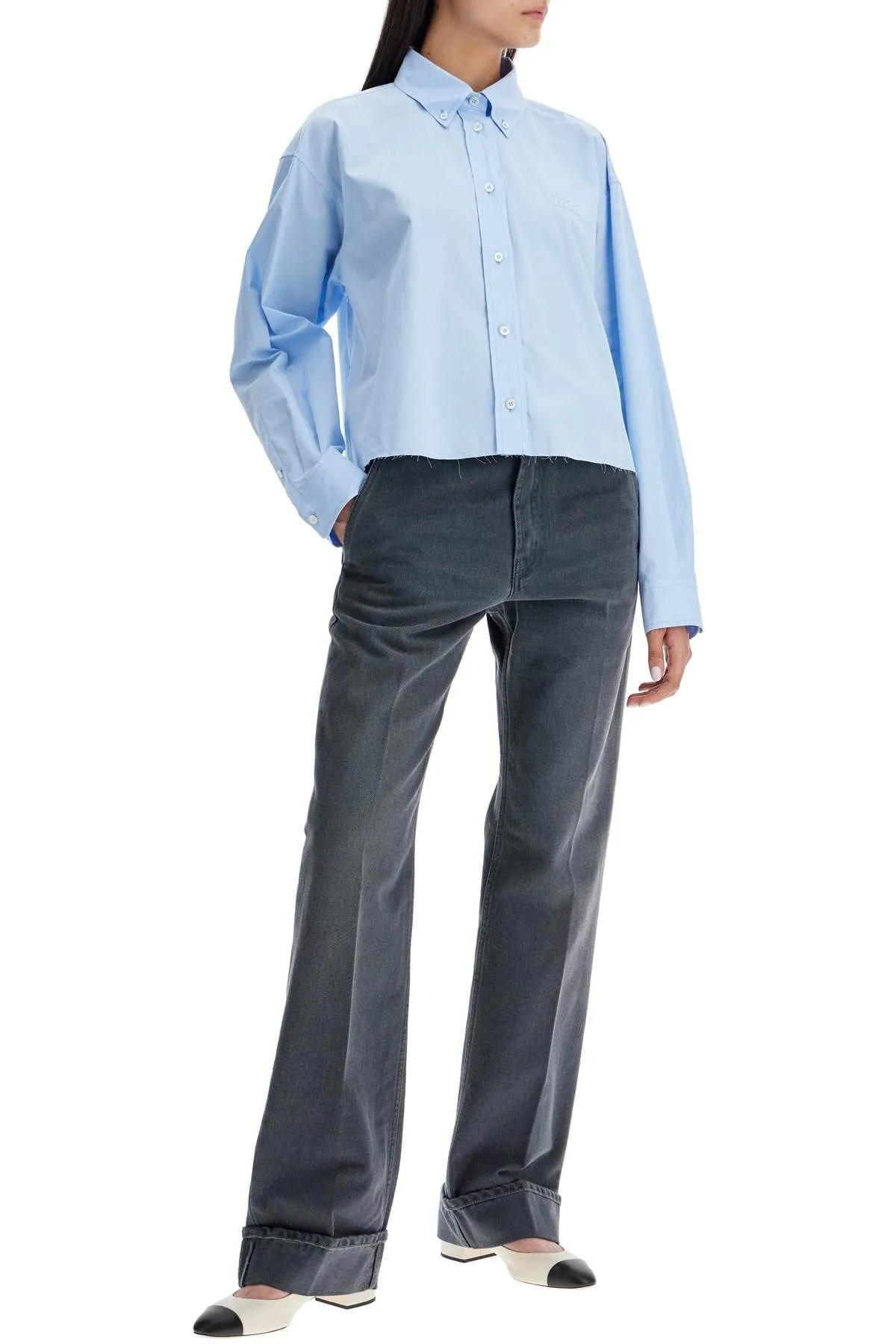 Pantaloni in drill con risvolto