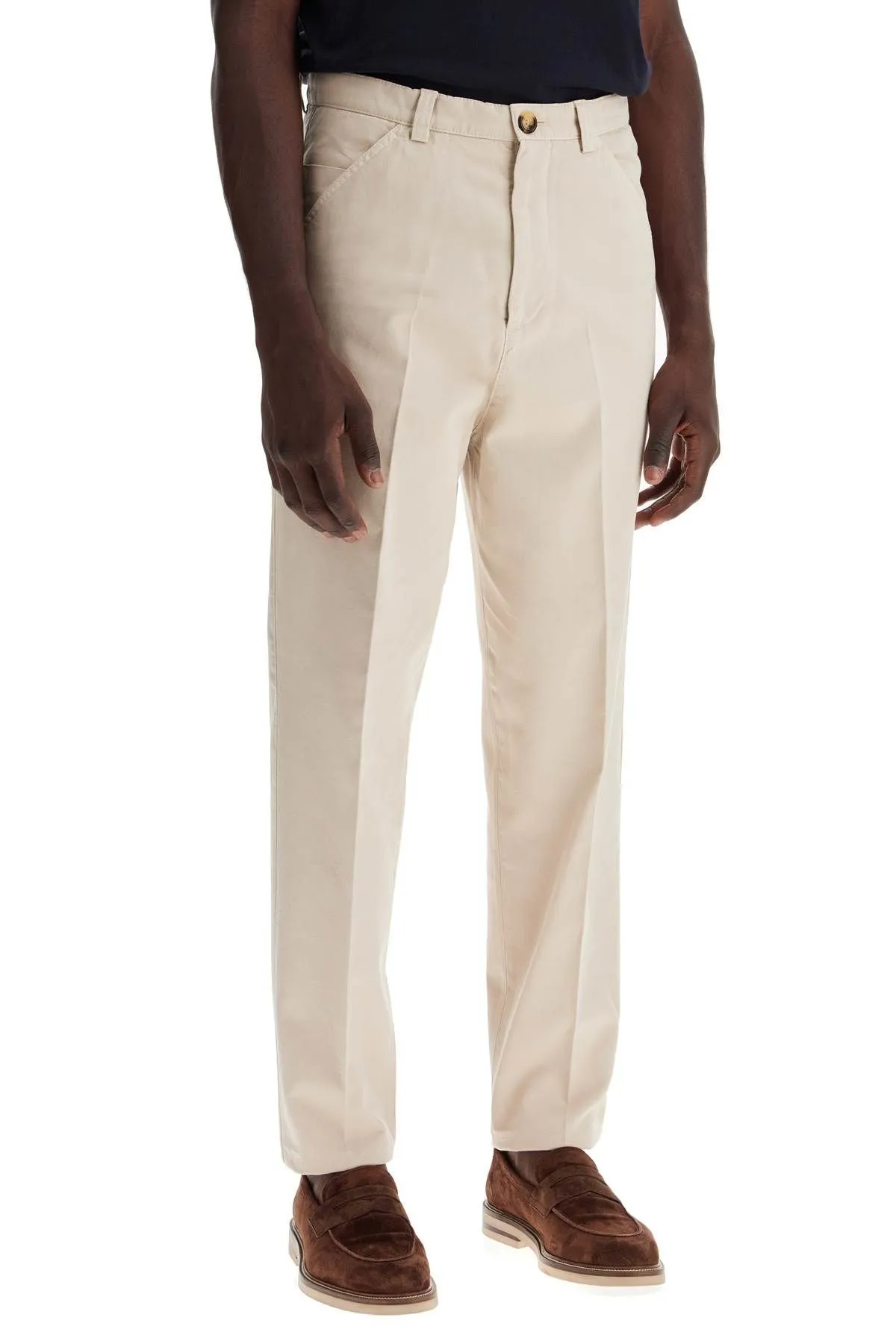 Pantaloni in gabardina tinta in capo