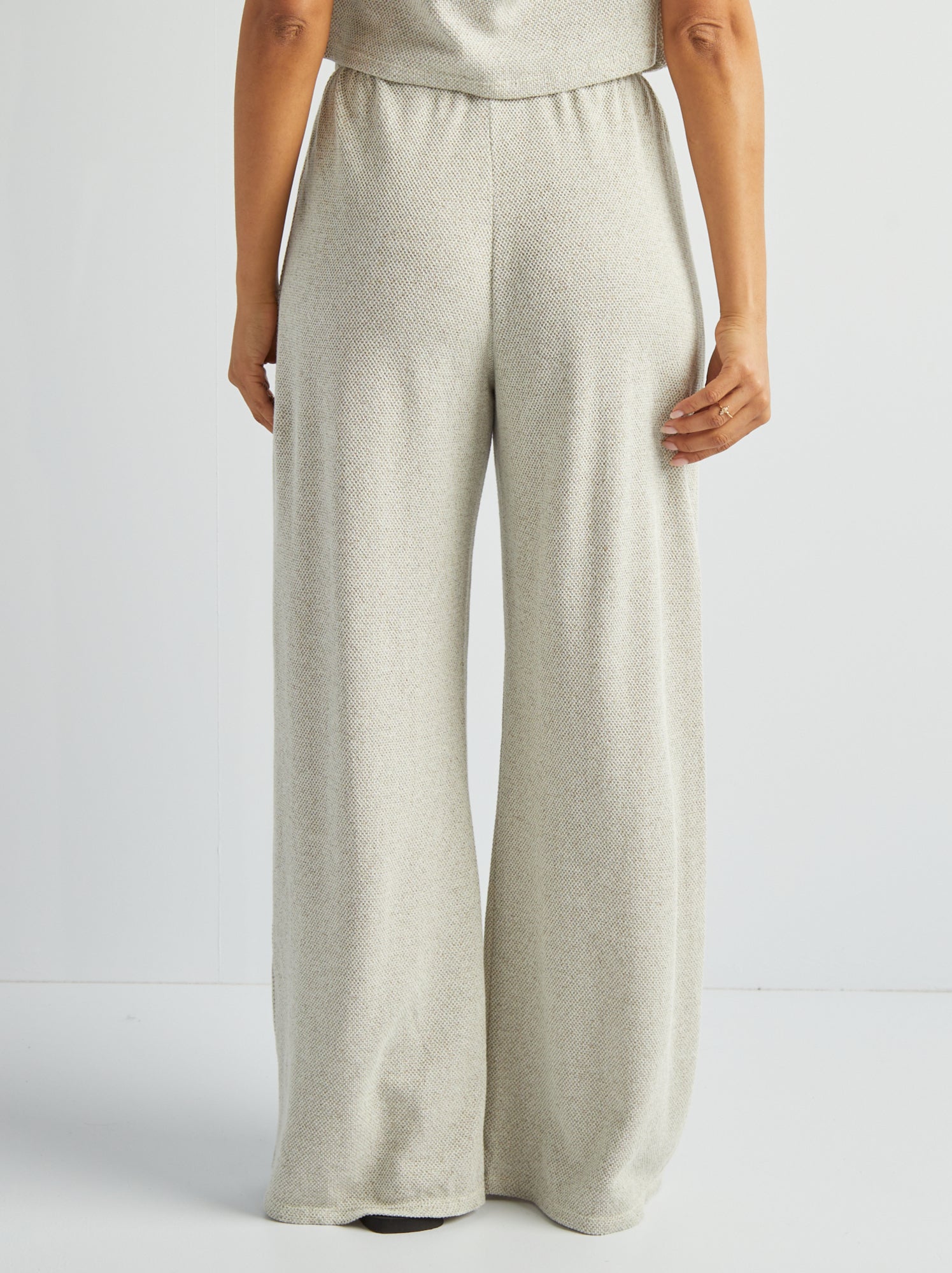 Pantaloni in maglia screziata - BEIGE