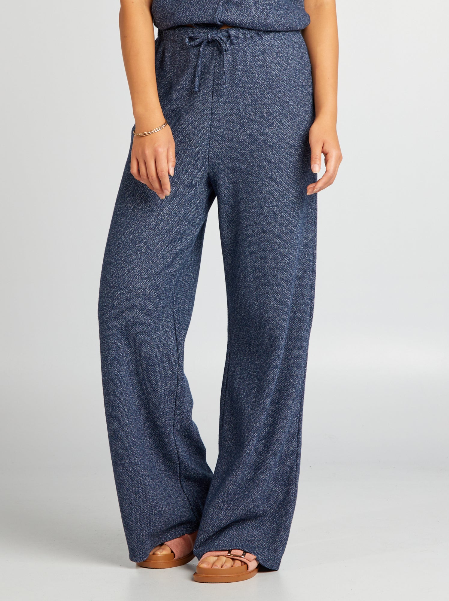 Pantaloni in maglia screziata - BLU