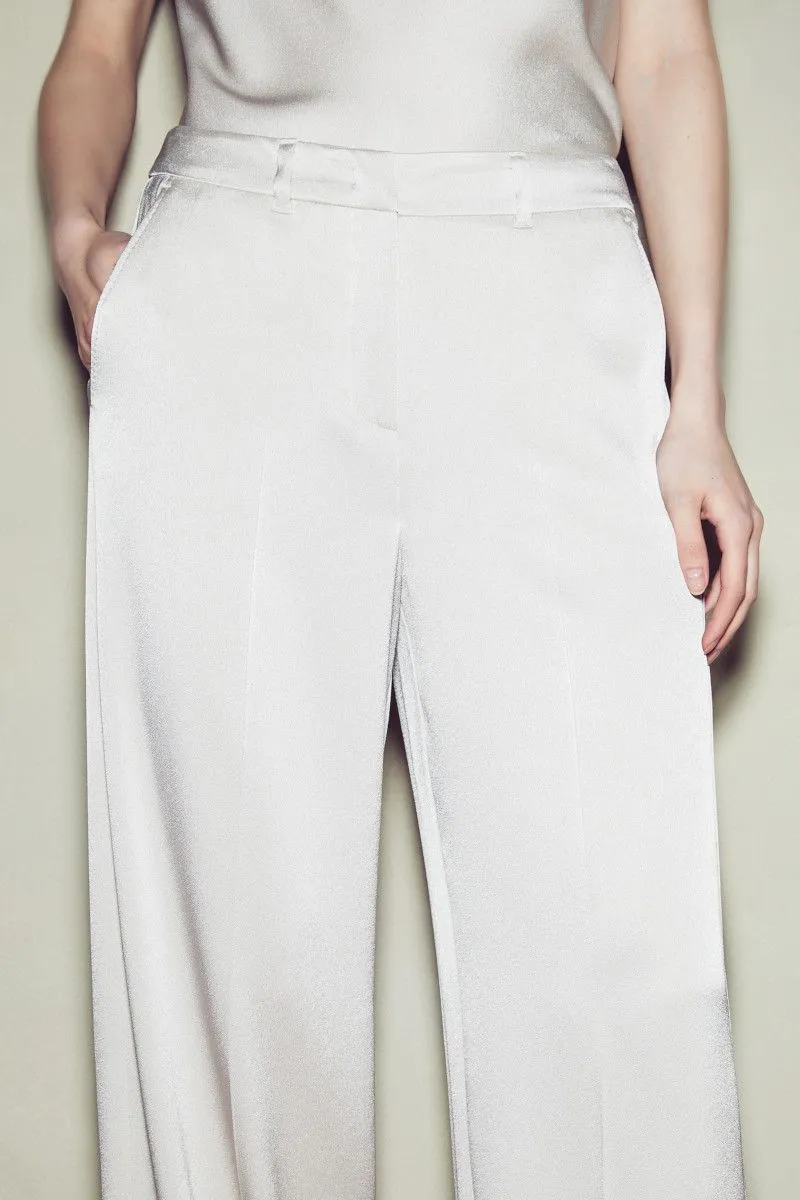 Pantaloni in satin donna Bianco