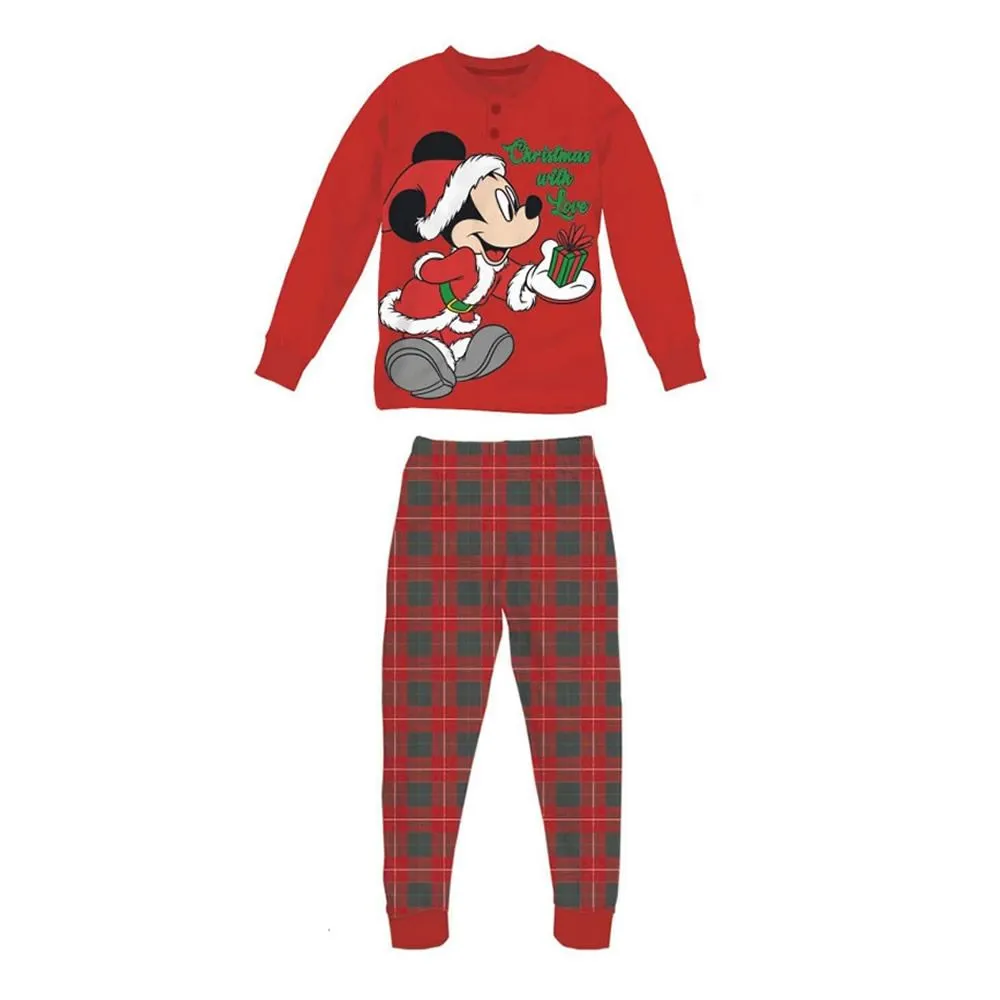 pigiama bambino 6491 mickey christmas family caldo cotone sabor 