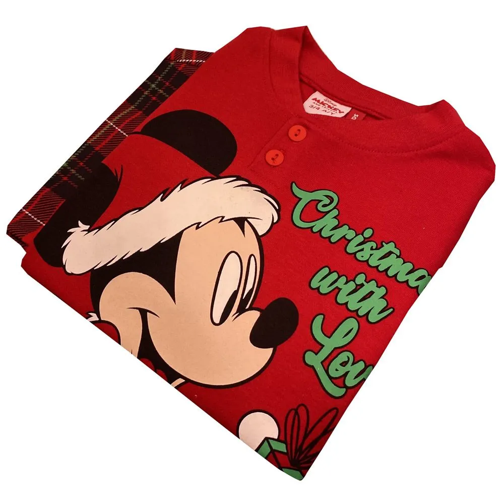pigiama bambino 6491 mickey christmas family caldo cotone sabor 