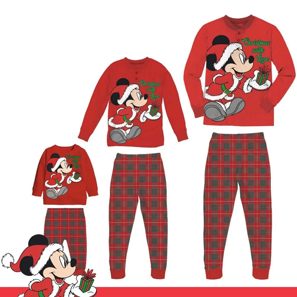 pigiama bambino 6491 mickey christmas family caldo cotone sabor 