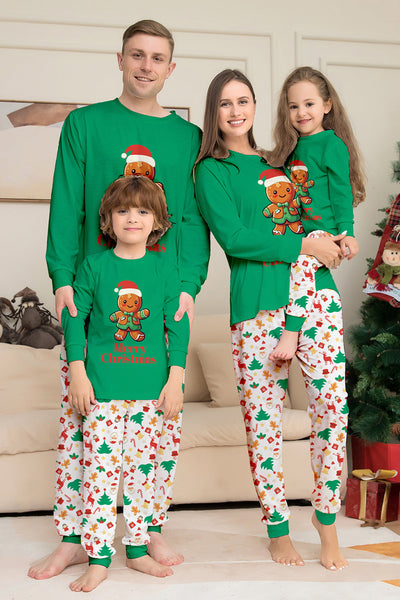 Pigiama coordinato per famiglie di Natale Pigiama verde con stampa di Babbo Natale