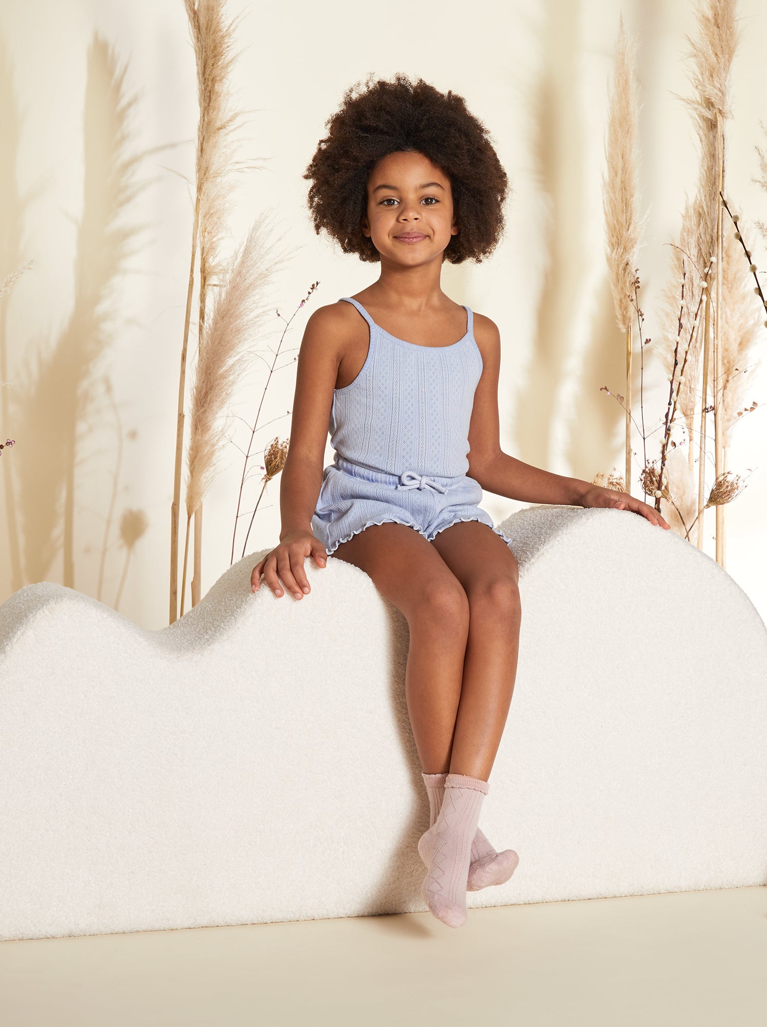 Pigiama corto in pointelle - shorts + canotta - 2 pezzi - BLU