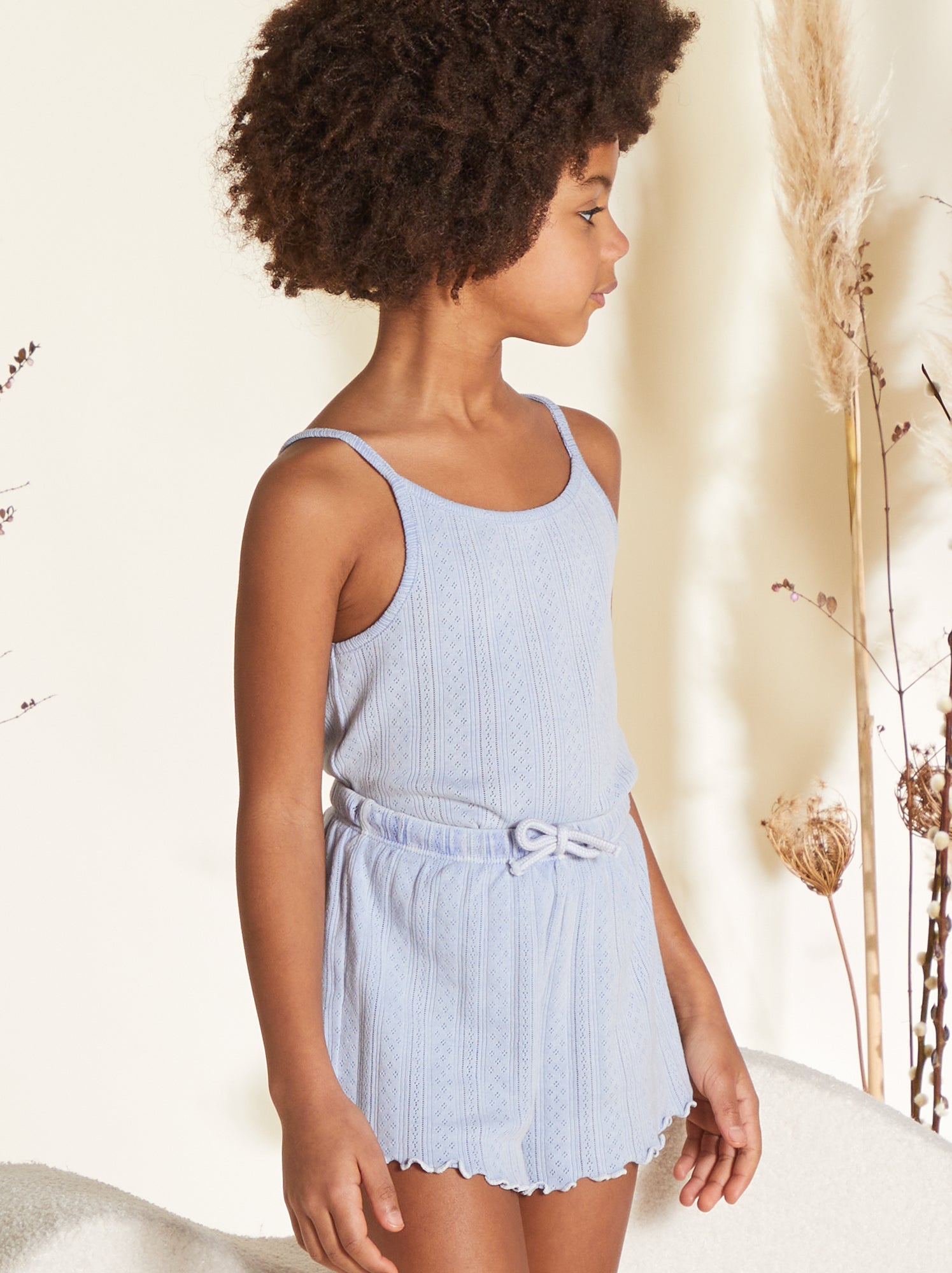 Pigiama corto in pointelle - shorts + canotta - 2 pezzi - BLU