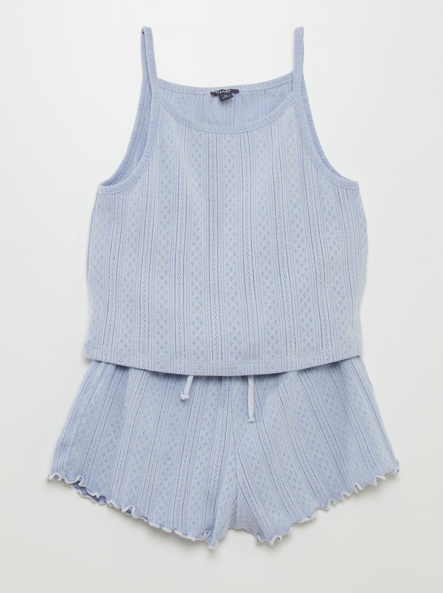 Pigiama corto in pointelle - shorts + canotta - 2 pezzi - BLU