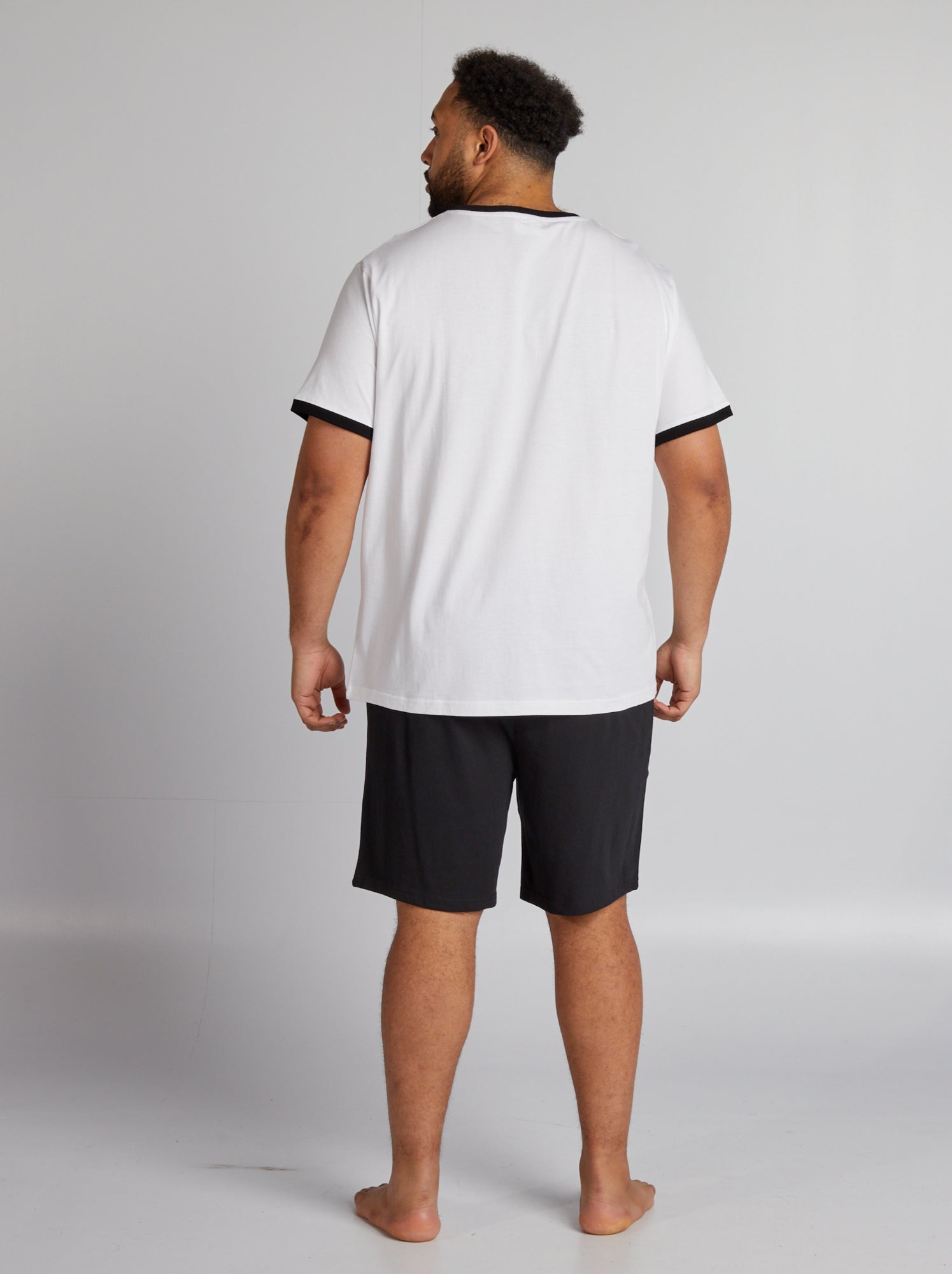 Pigiama corto 'Mario' shorts + t-shirt - 2 pezzi - NERO