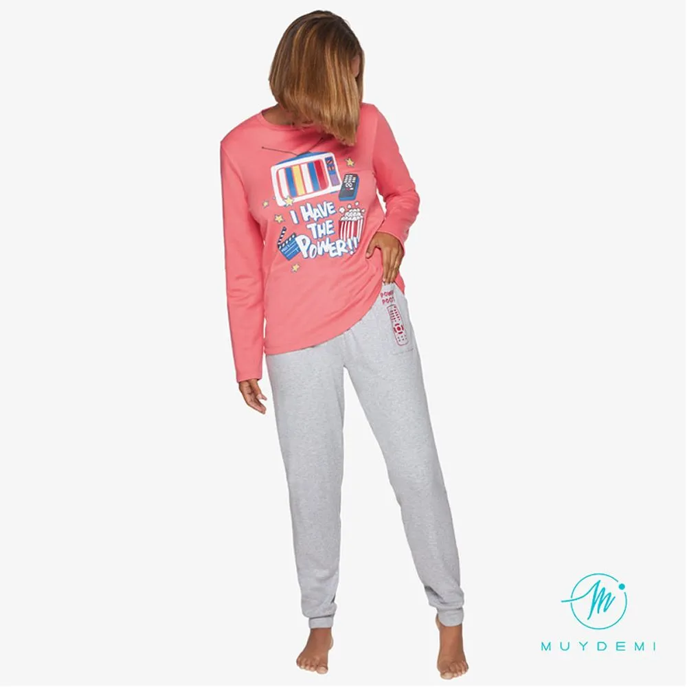 pigiama da donna caldo cotone 230009 popcorn muydemi 