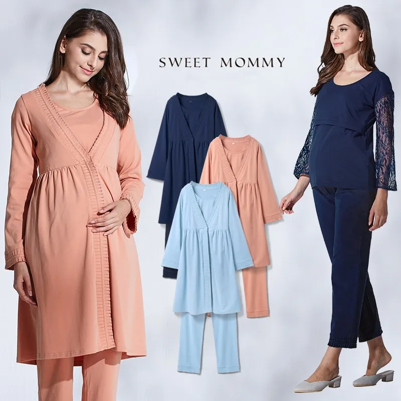 Pigiama e Camicia da Notte Premaman Allattamento 3 pezzi