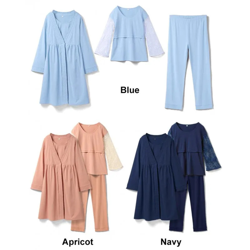 Pigiama e Camicia da Notte Premaman Allattamento 3 pezzi
