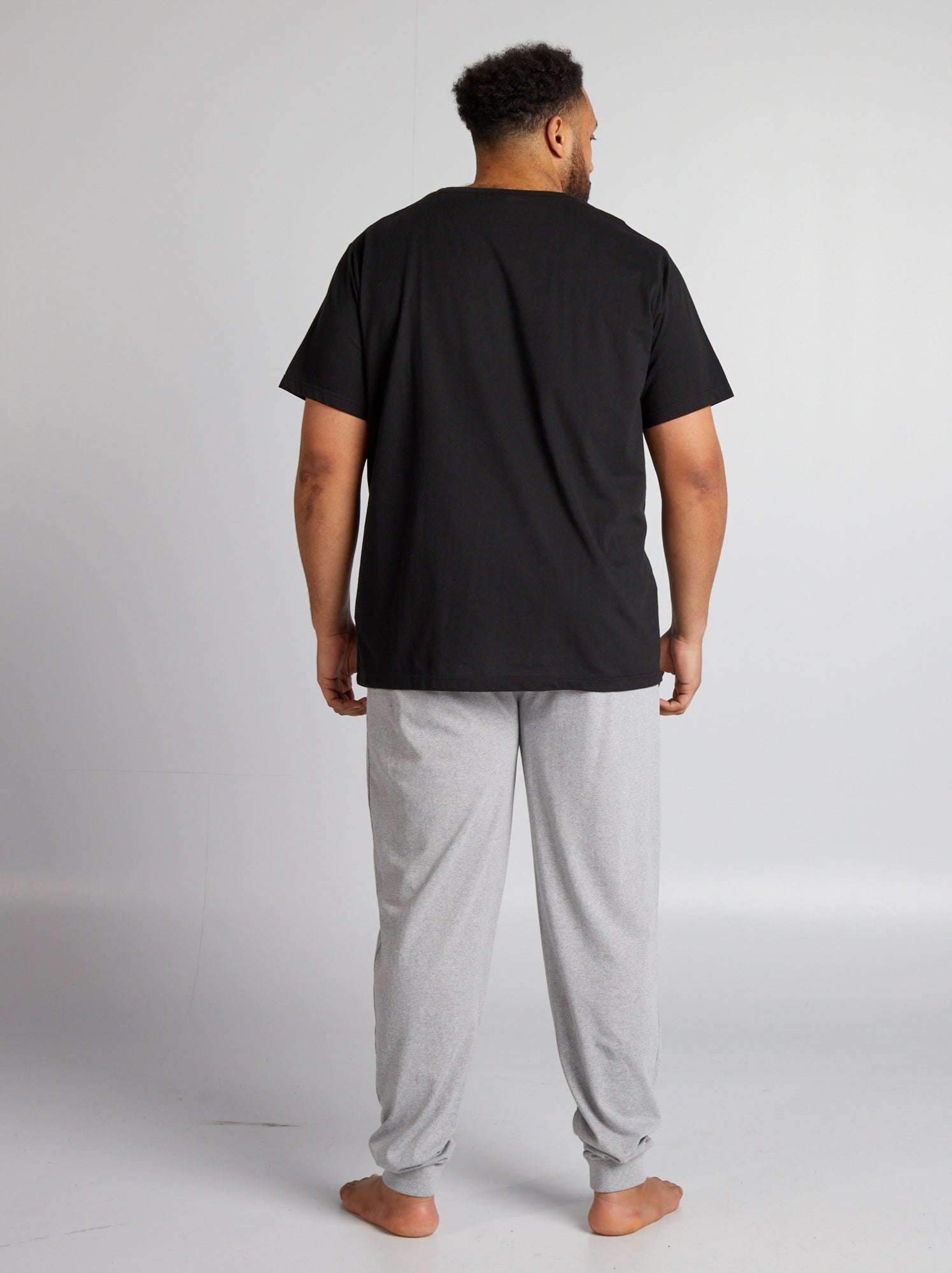 Pigiama lungo 'NASA' t-shirt + pantaloni - 2 pezzi - NERO