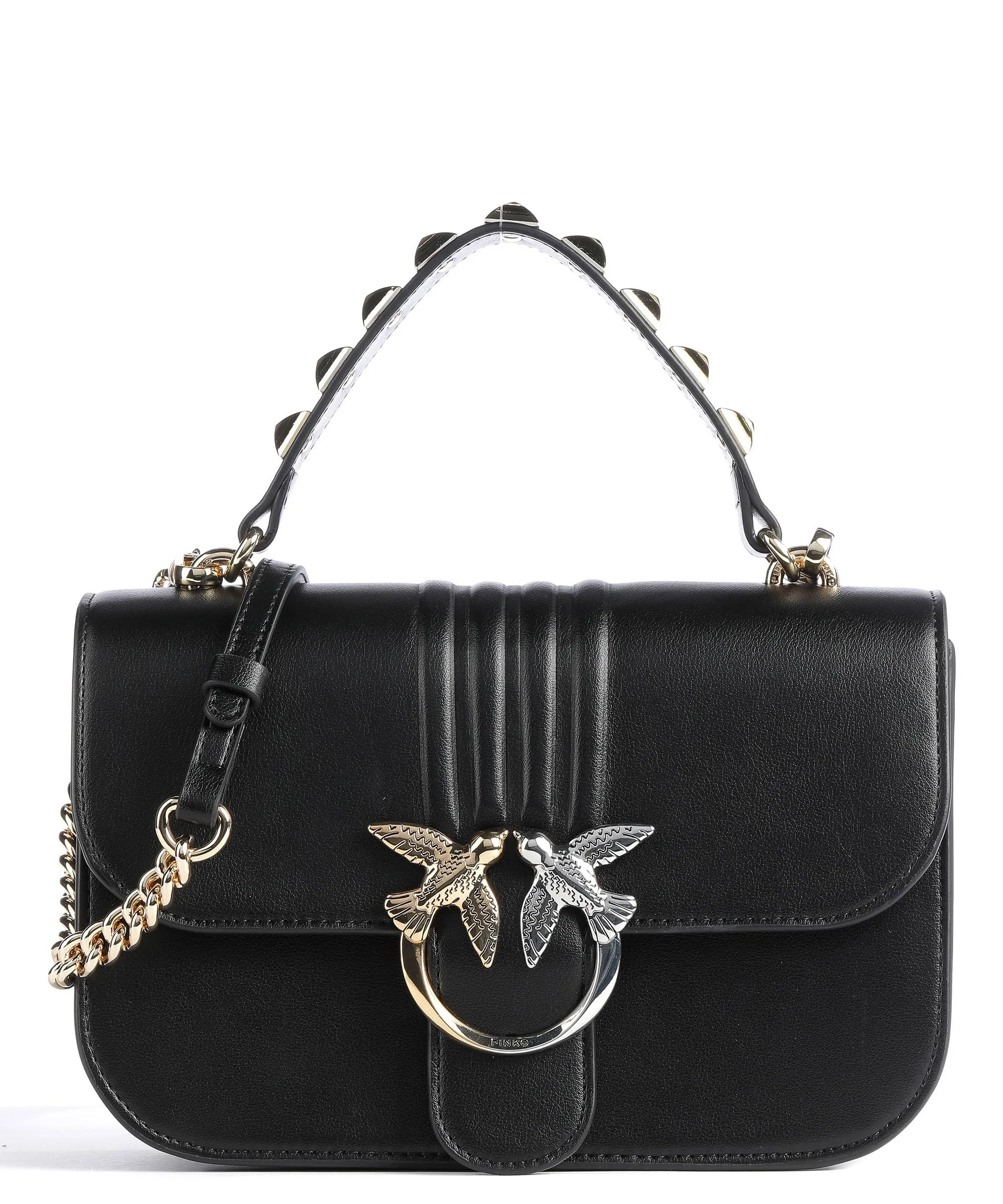  Pinko Love Bell Classic Borsa a mano pelle di vacchetta finemente grana nero  