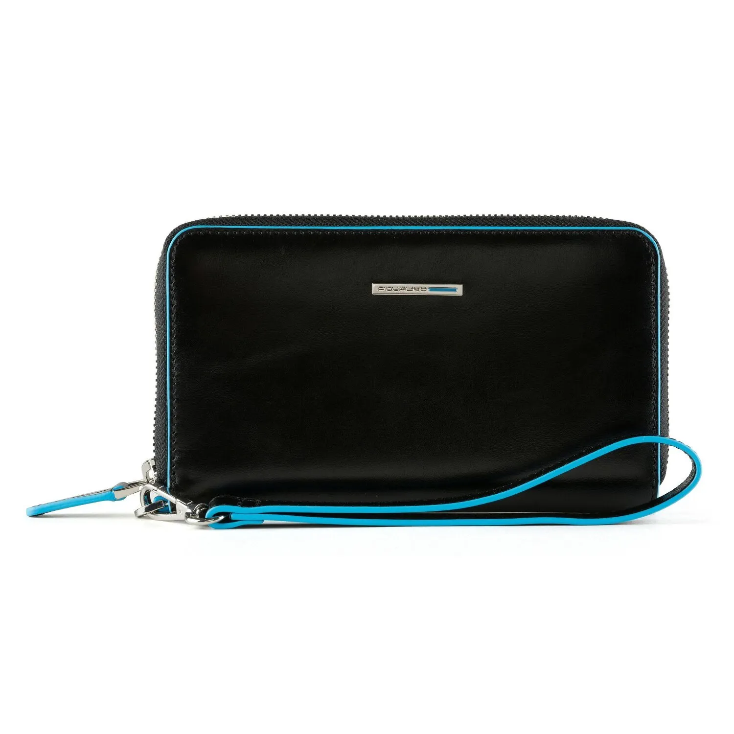 Piquadro Portafoglio quadrato blu in pelle 17 cm