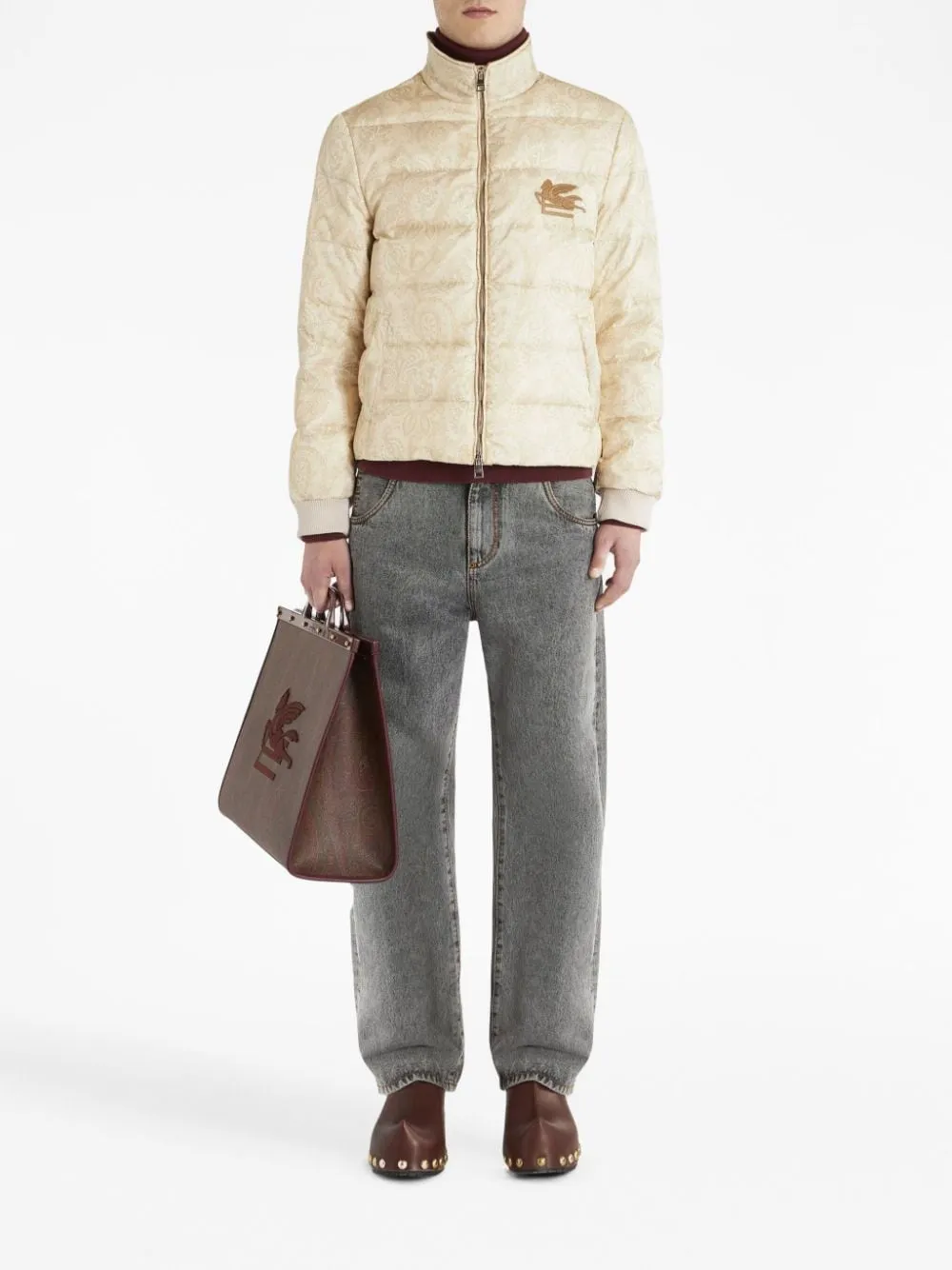 piumino beige stampa paisley