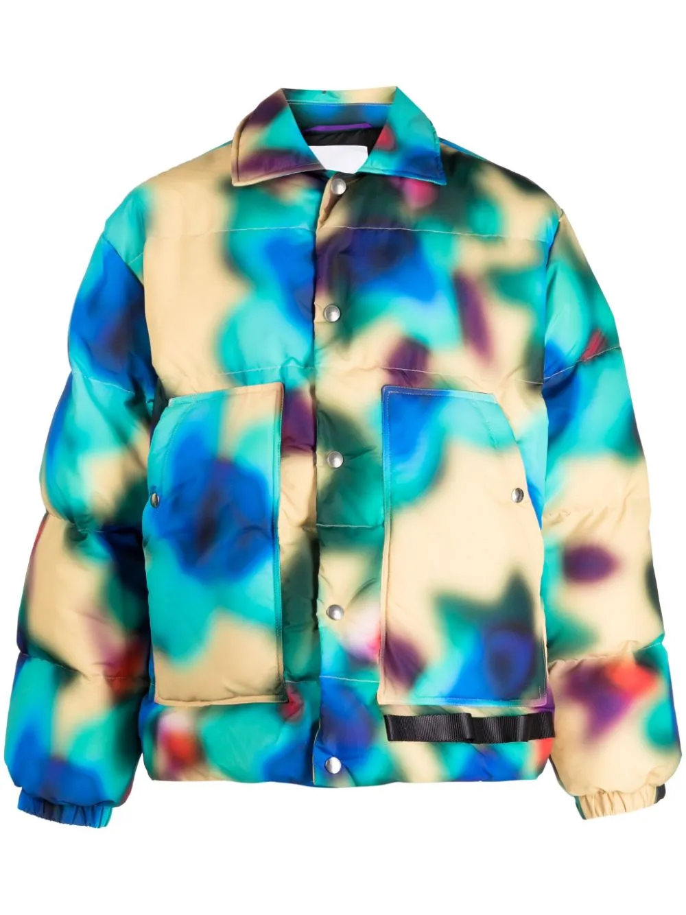 piumino con fantasia astratta multicolor