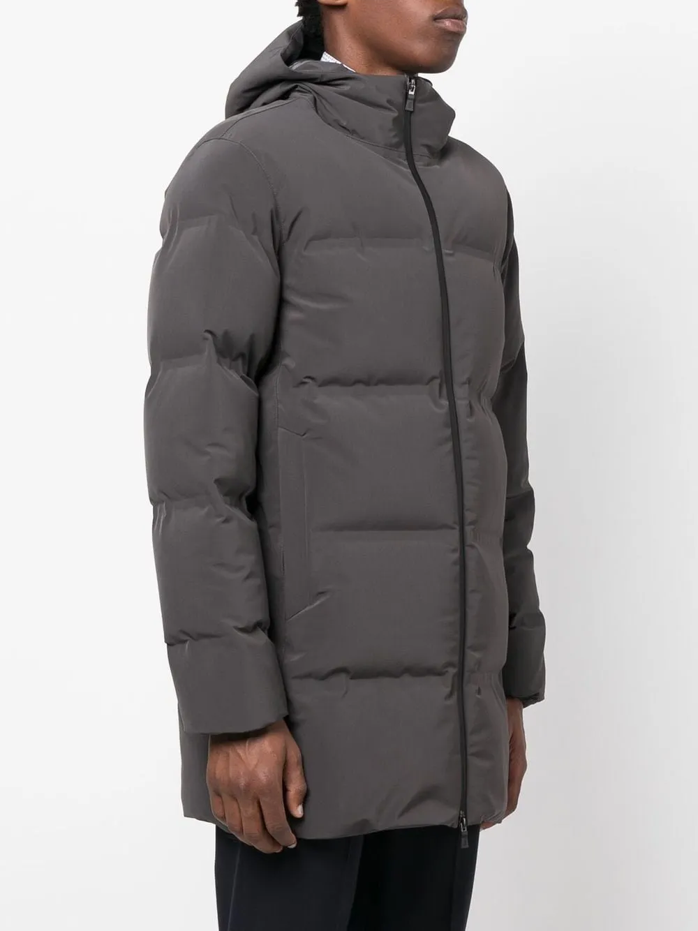 piumino con zip grigio