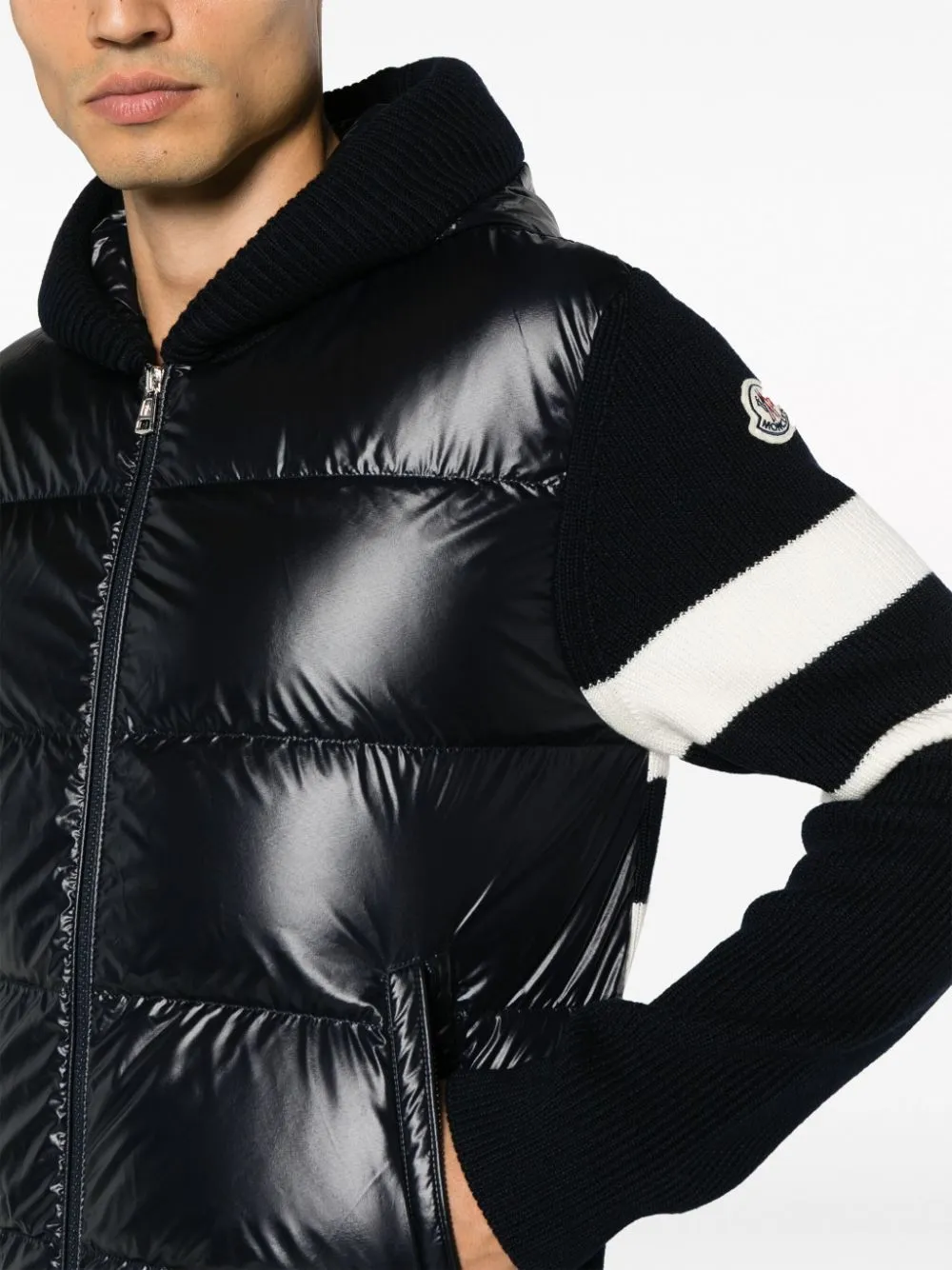 piumino moncler dettagli in maglia