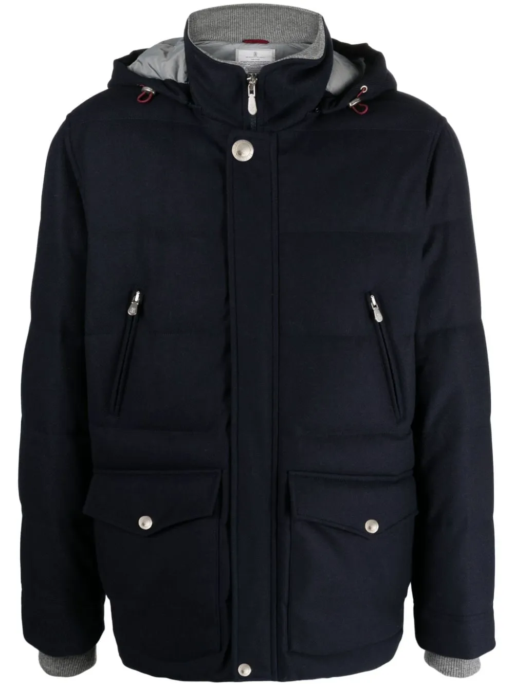 piumino navy con cappuccio