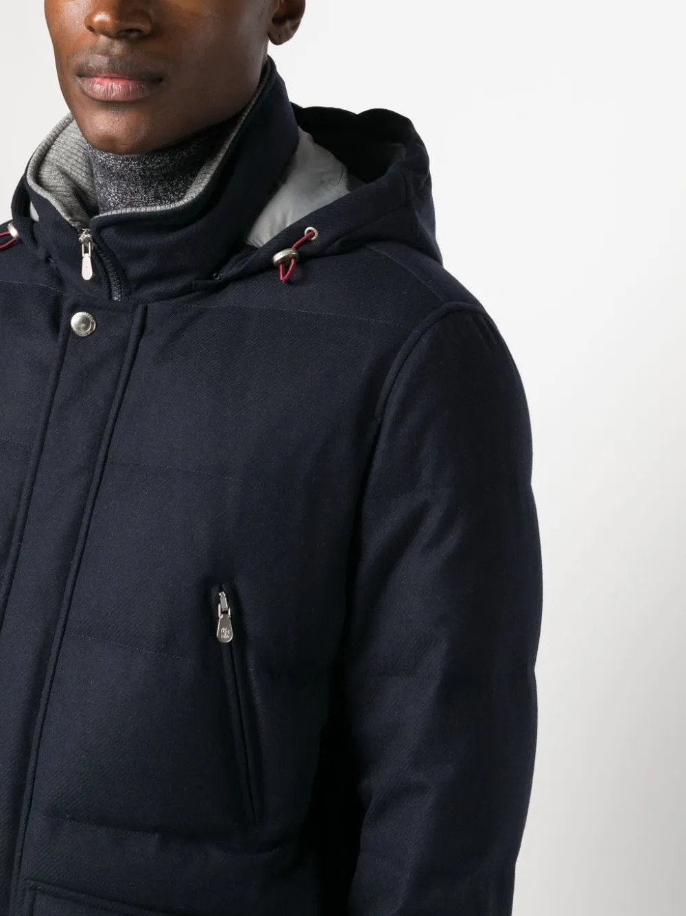 piumino navy con cappuccio