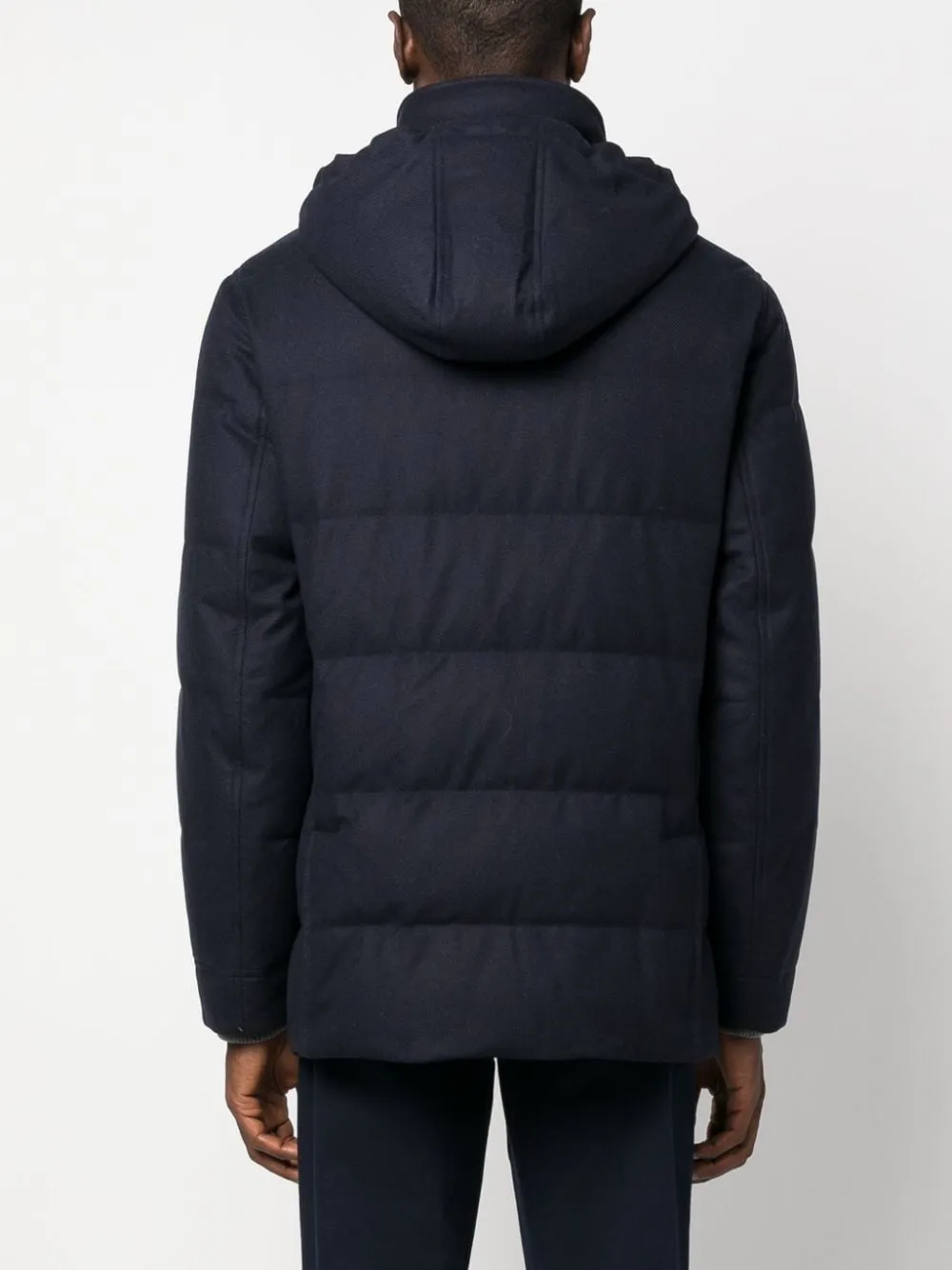 piumino navy con cappuccio
