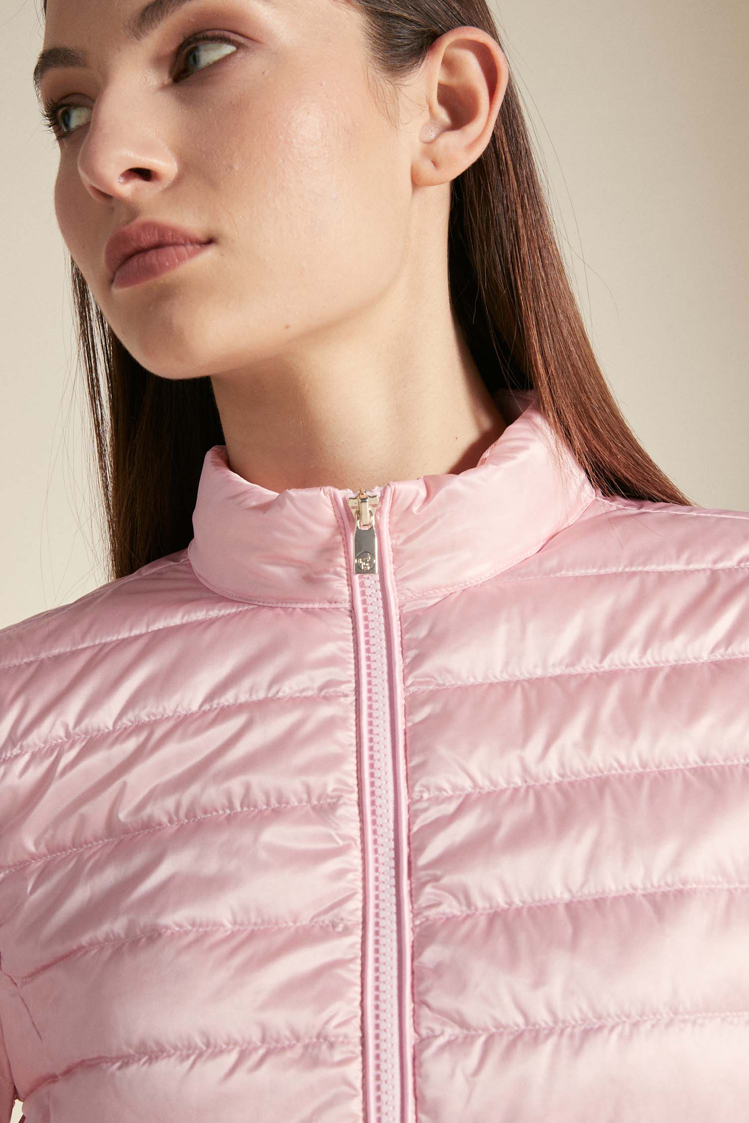 POLA LONG – Piumino rosa pastello full zip 800 FP