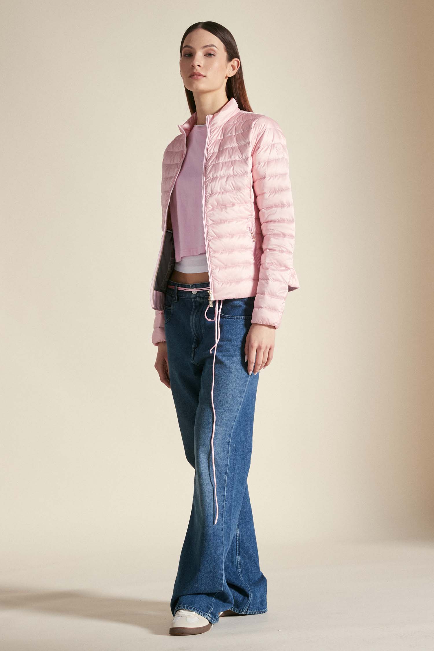 POLA LONG – Piumino rosa pastello full zip 800 FP