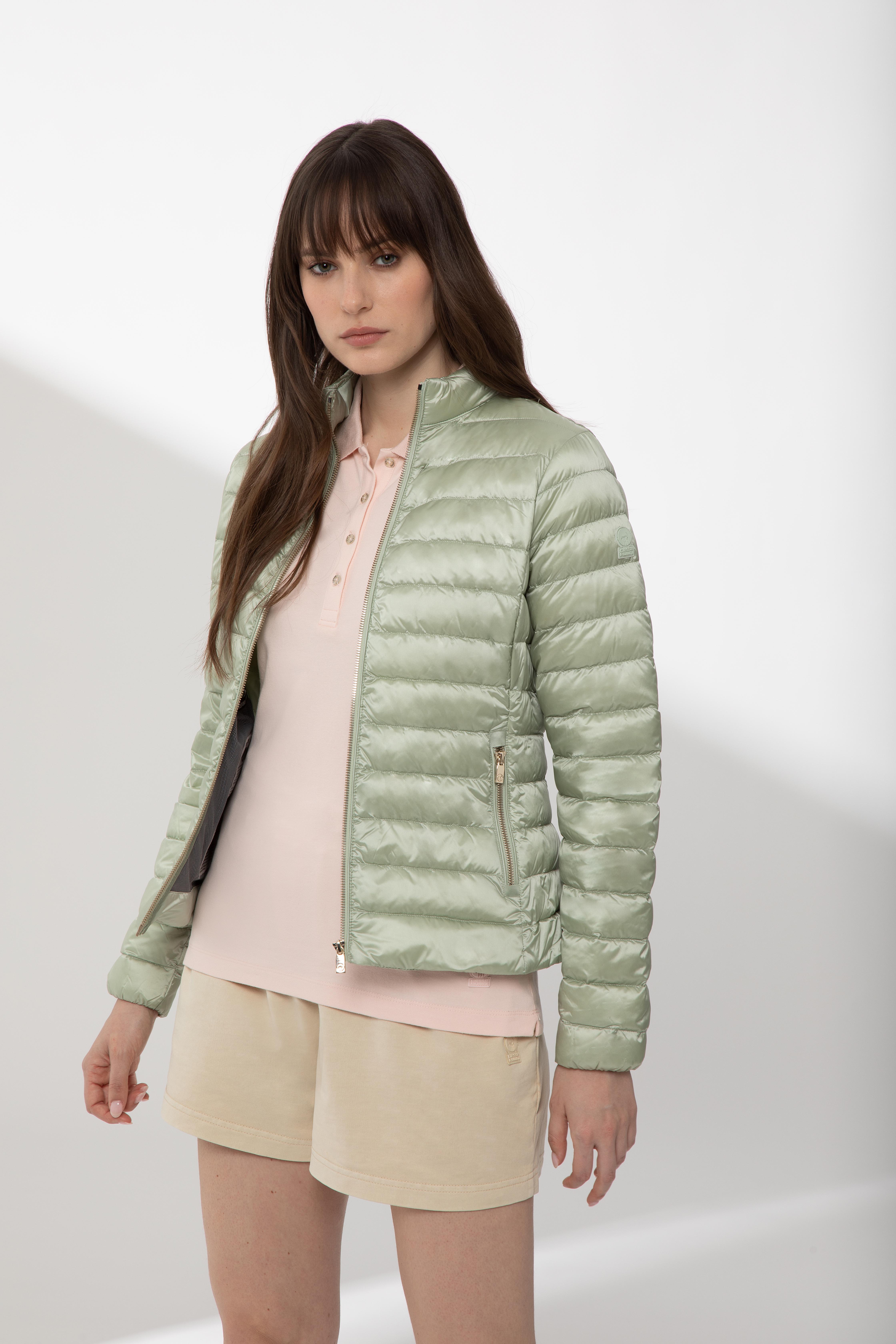 POLA LONG – Piumino verde menta senza cappuccio