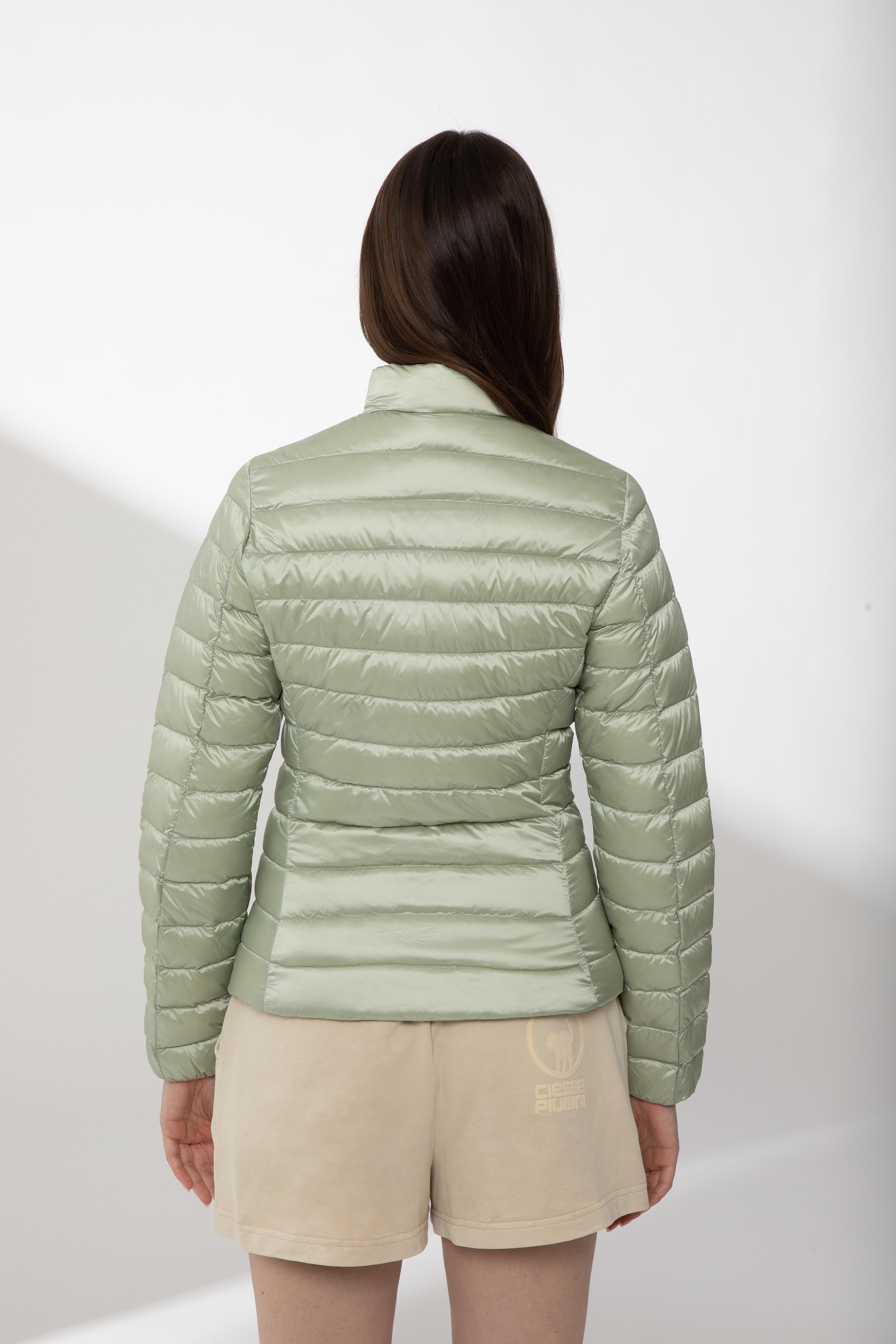 POLA LONG – Piumino verde menta senza cappuccio