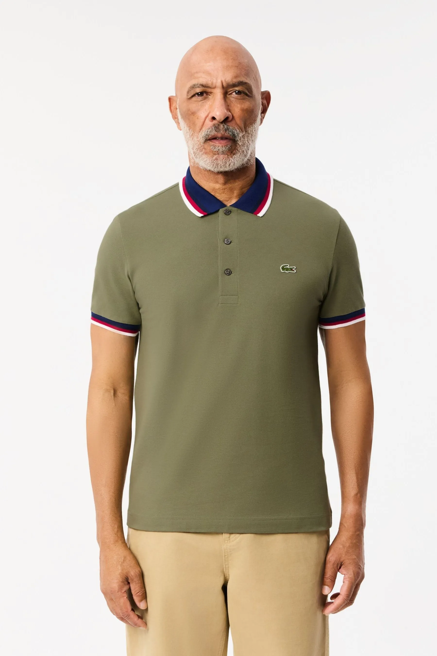Polo Lacoste con colletto a contrasto    