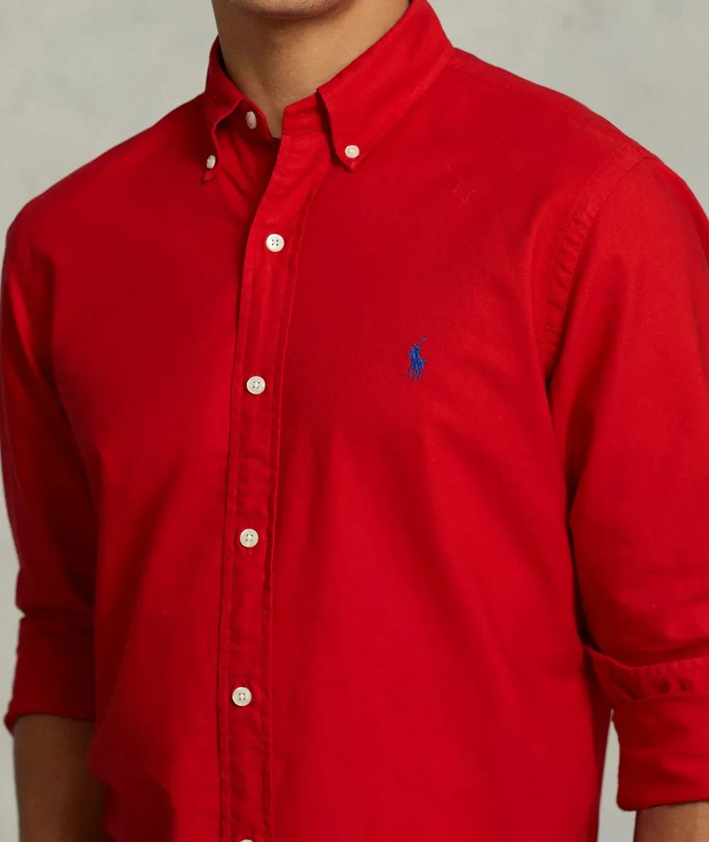 POLO RALPH LAUREN UOMO--Camicia Oxford tinta in capo Slim-Fit