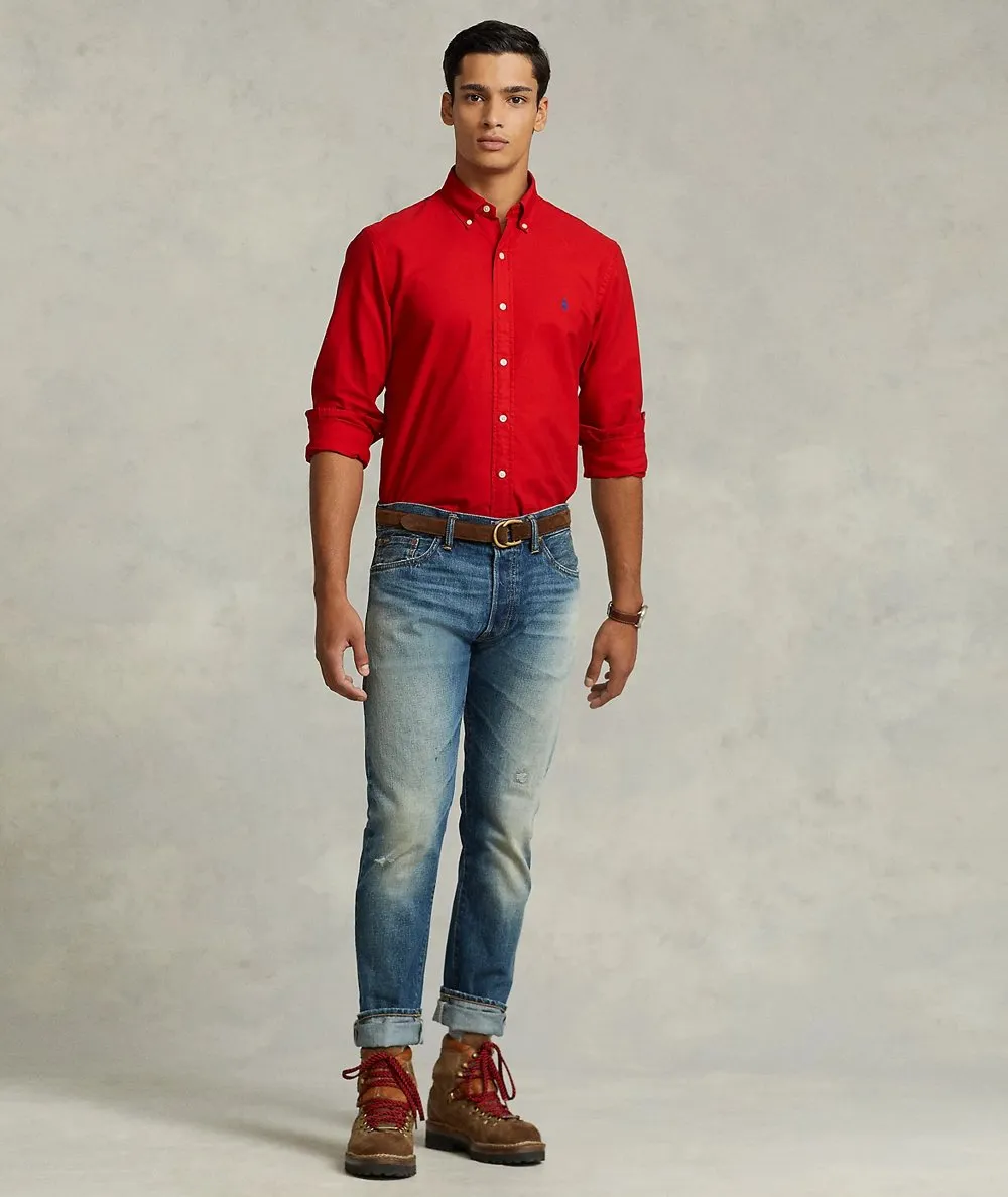 POLO RALPH LAUREN UOMO--Camicia Oxford tinta in capo Slim-Fit
