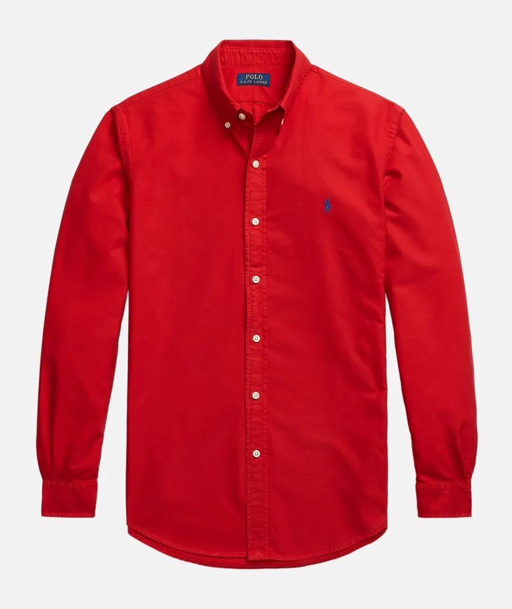 POLO RALPH LAUREN UOMO--Camicia Oxford tinta in capo Slim-Fit
