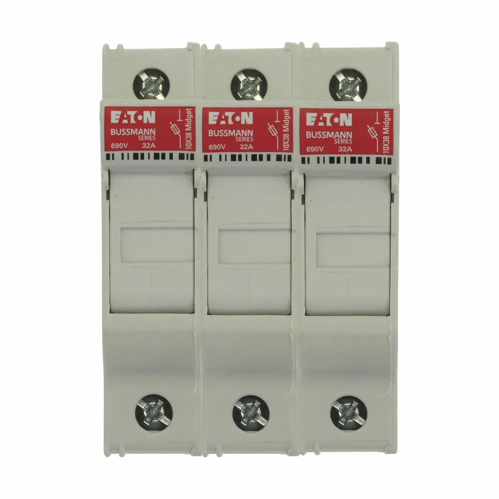 Portafusibili per montaggio su guida Eaton 10 x 38mm, 3P, 32A, 690V ca