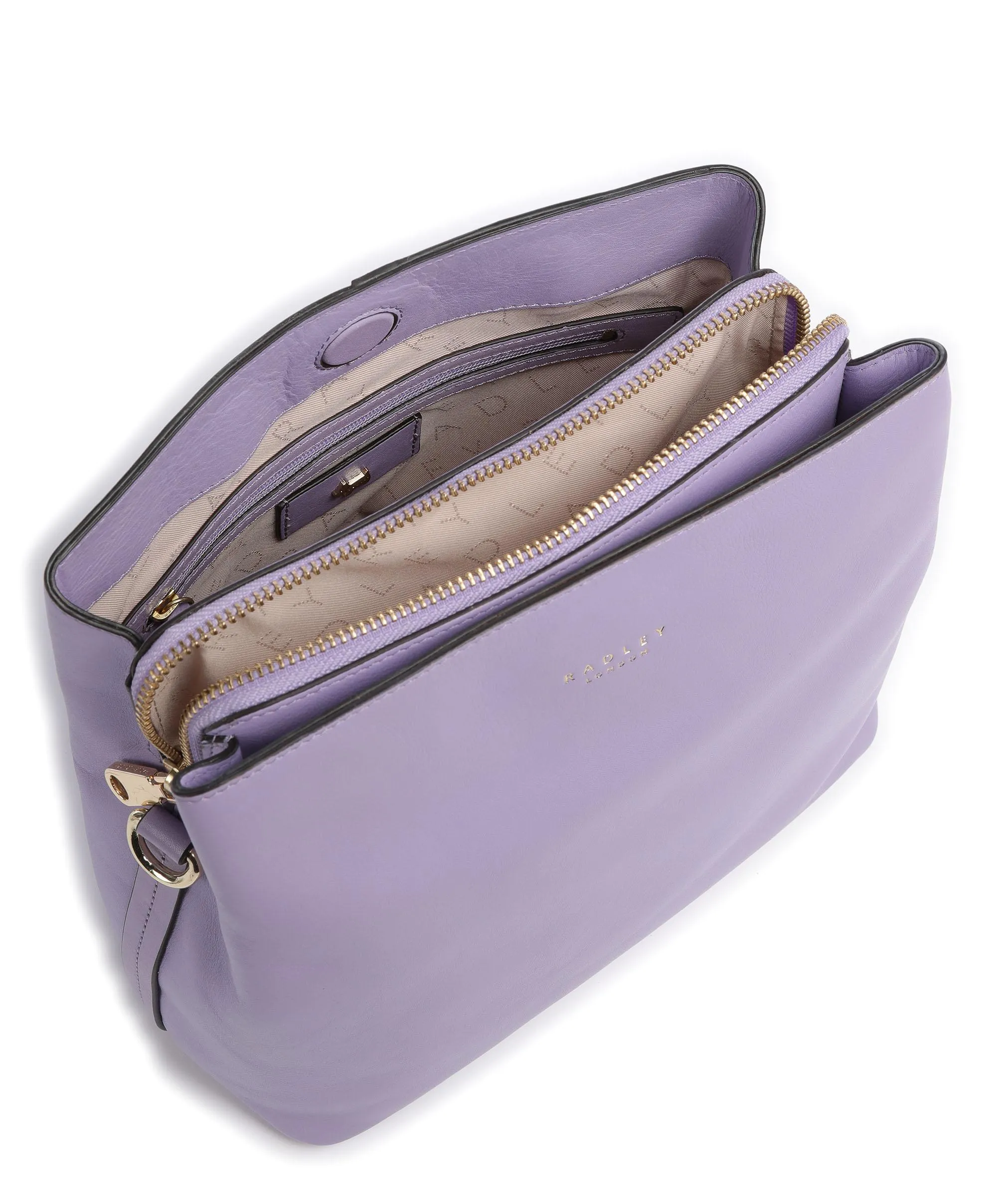  Radley London Dukes Place Borsa a tracolla pelle di vacchetta grana lavanda  