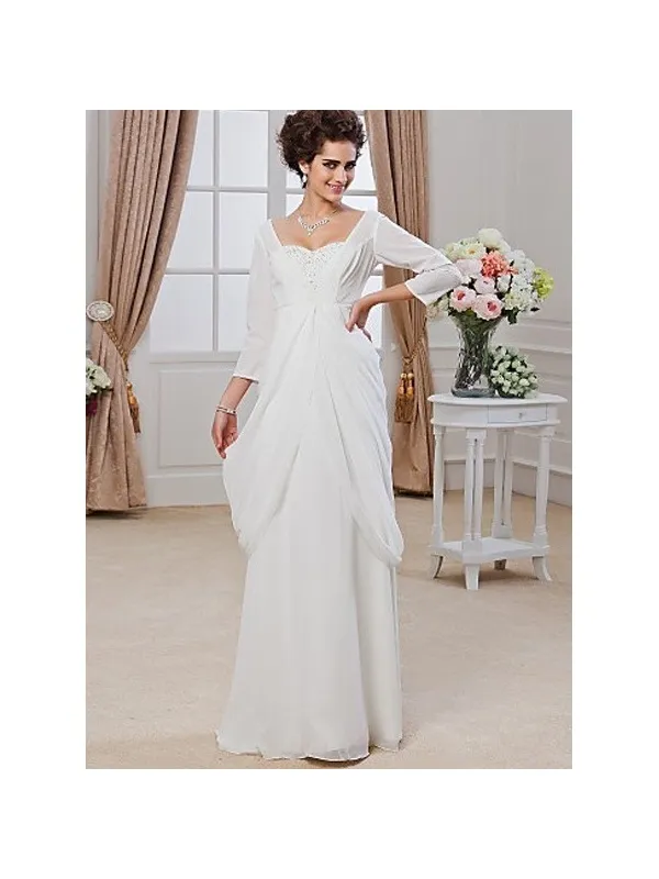 REBECCA - Abito da Sposa in georgette con maniche a tre quarti
