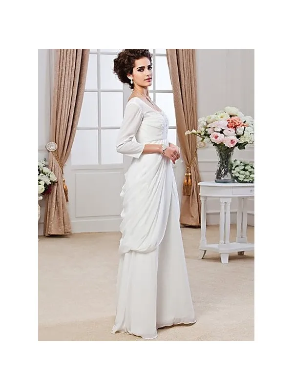 REBECCA - Abito da Sposa in georgette con maniche a tre quarti