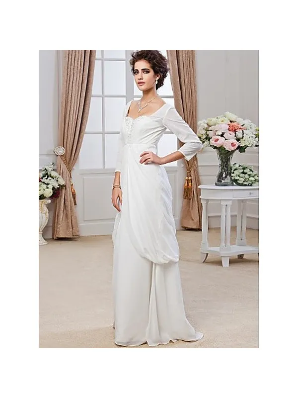 REBECCA - Abito da Sposa in georgette con maniche a tre quarti