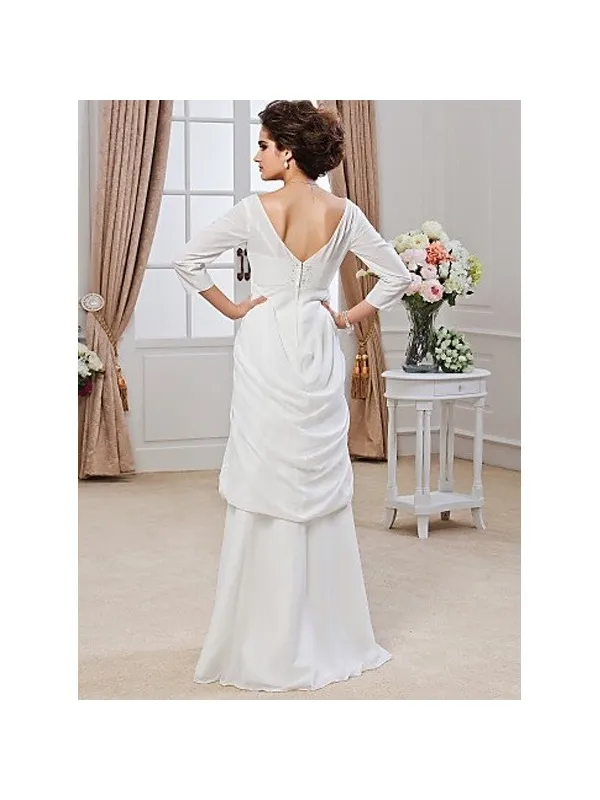 REBECCA - Abito da Sposa in georgette con maniche a tre quarti