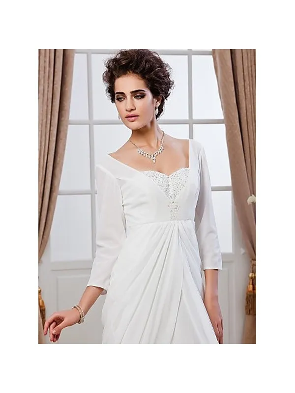 REBECCA - Abito da Sposa in georgette con maniche a tre quarti