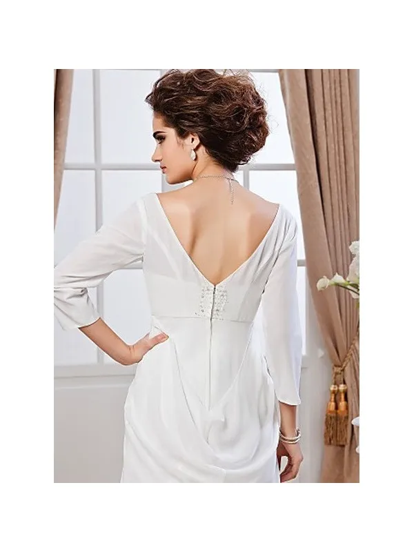 REBECCA - Abito da Sposa in georgette con maniche a tre quarti