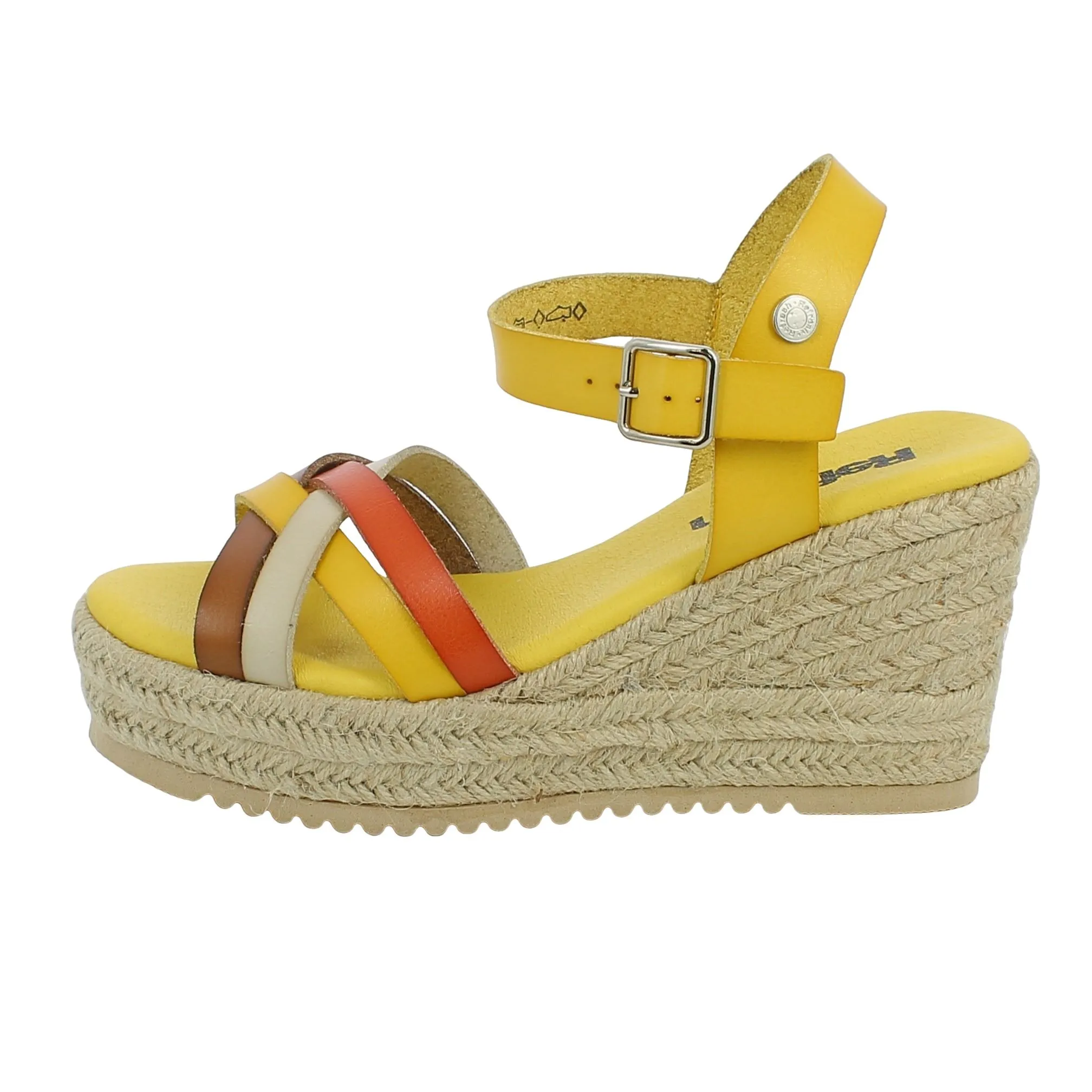 Refresh  Sandalo giallo con zeppa in corda 